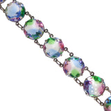 Vintage Silver Iris Rainbow Glass Bracelet