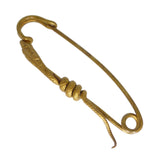 Vintage Gold Metal Snake Safety Pin Brooch