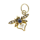 Antique Victorian 18ct Gold Blue Sapphire Pearl Insect Charm