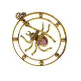 Antique Edwardian 9ct Gold Amethyst Spider Pendant