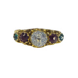 Antique Victorian 9ct Gold Paste Dress Ring