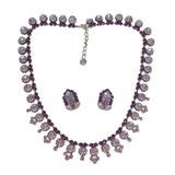 Vintage Sappharine Saphiret Glass Necklace & Earrings Set