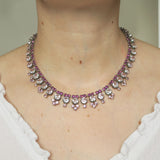 Vintage Sappharine Saphiret Glass Necklace & Earrings Set