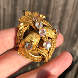 Antique Edwardian Saphiret Glass Pendant Brooch