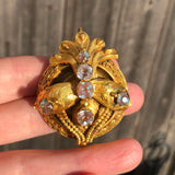Antique Edwardian Saphiret Glass Pendant Brooch