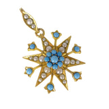 Antique Victorian Gold Metal Starburst Split Pearl Pendant