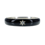 Antique Victorian Black Enamel Pearl Star Mourning Bangle