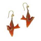 Vintage 1940s Celluloid Swallow Earrings