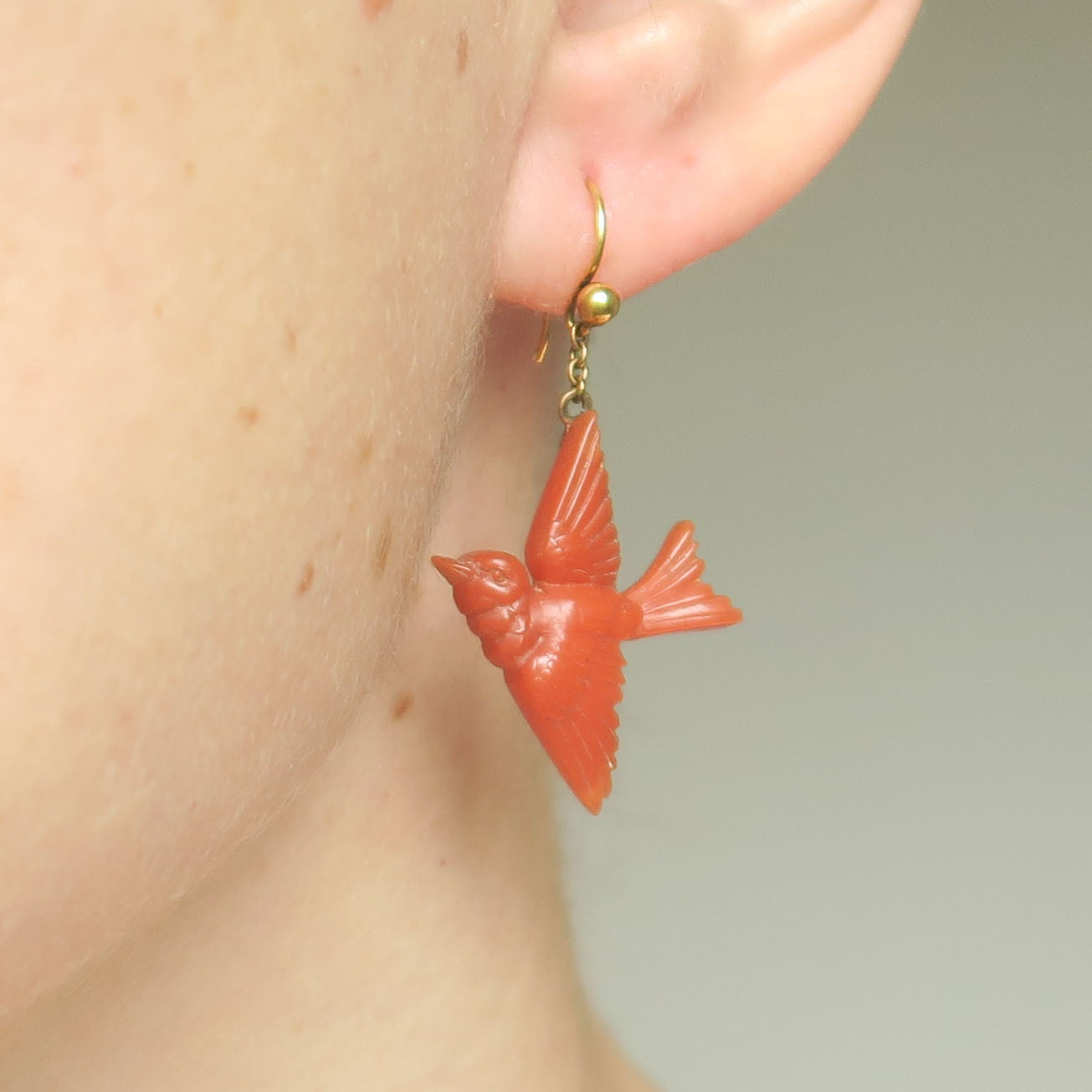 Vintage 1940s Celluloid Swallow Earrings