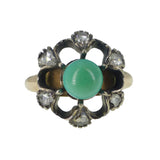 Antique Rose Gold Mine Cut Diamond & Turquoise Ring