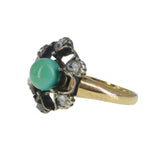 Antique Rose Gold Mine Cut Diamond & Turquoise Ring