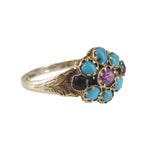 Antique Victorian 9ct Gold Turquoise Floral Ring