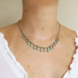 Antique Silver Bezel Set Turquoise Festoon Necklace
