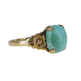 Vintage 9ct Gold Floral Turquoise Ring