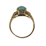 Vintage 9ct Gold Floral Turquoise Ring