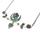 Antique Victorian Silver Turquoise Celestial Heart Necklace