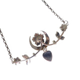 Antique Victorian Silver Turquoise Celestial Heart Necklace