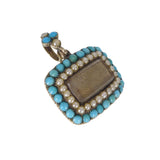 Antique Gold Turquoise Pearl Locket Pendant