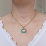 Antique Gold Turquoise Pearl Locket Pendant