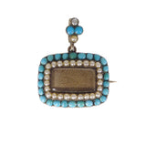 Antique Gold Turquoise Pearl Locket Pendant
