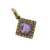 Antique Amethyst Pearl Square Charm
