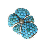 Antique Victorian Silver Turquoise Pansy Brooch