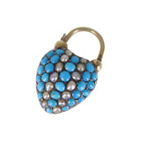 Antique Regency Gold Turquoise Heart Padlock Locket