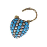 Antique Regency Gold Turquoise Heart Padlock Locket