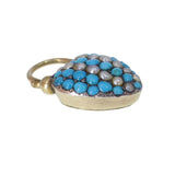 Antique Regency Gold Turquoise Heart Padlock Locket