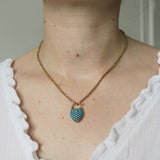 Antique Regency Gold Turquoise Heart Padlock Locket