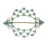 Antique Silver Gilt Turquoise Sash Brooch