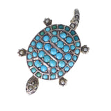 Antique Russian Silver Turquoise & Pearl Tortoise Locket Pendant