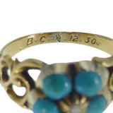 Antique Victorian Engraved Turquoise Pansy Ring