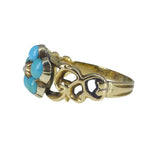 Antique Victorian Engraved Turquoise Pansy Ring