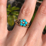 Antique Victorian Engraved Turquoise Pansy Ring
