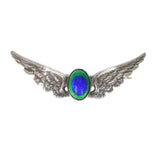 Antique Art Nouveau Winged Peacock Foil Silver Brooch