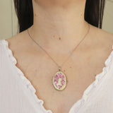 Antique Edwardian Silver Rose Enamel Locket