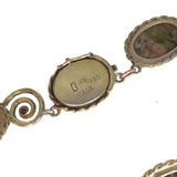 Antique German Zaun Rhodonite Swirled Silver Gilt Necklace