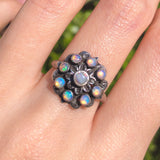 Antique Austro Hungarian Silver Opal Floral Ring