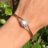 Antique Opal & White Sapphire Eye Gold Plated Bangle