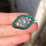 Antique Georgian Silver Floral Green Paste Brooch (AF)