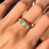 Antique 18ct Gold Opal & Diamond Trilogy Ring (AF)