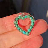 Antique Silver Turquoise Witches Heart Charm