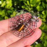 Antique Edwardian Silver Semi Precious Spider & Fly Web Brooch