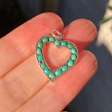 Antique Silver Turquoise Witches Heart Charm