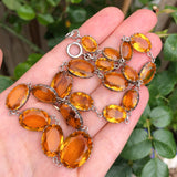 Antique Silver Amber Glass Panel Necklace