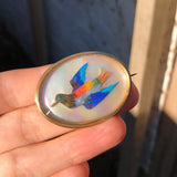 Antique Victorian 15ct Gold Hummingbird Feather Brooch