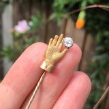 Antique Figural Gold Tone Hand Paste Stickpin