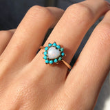 Vintage 9ct Gold Opal Heart Turquoise Ring