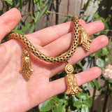 Antique Gold Metal Floral Drop Chain Necklace